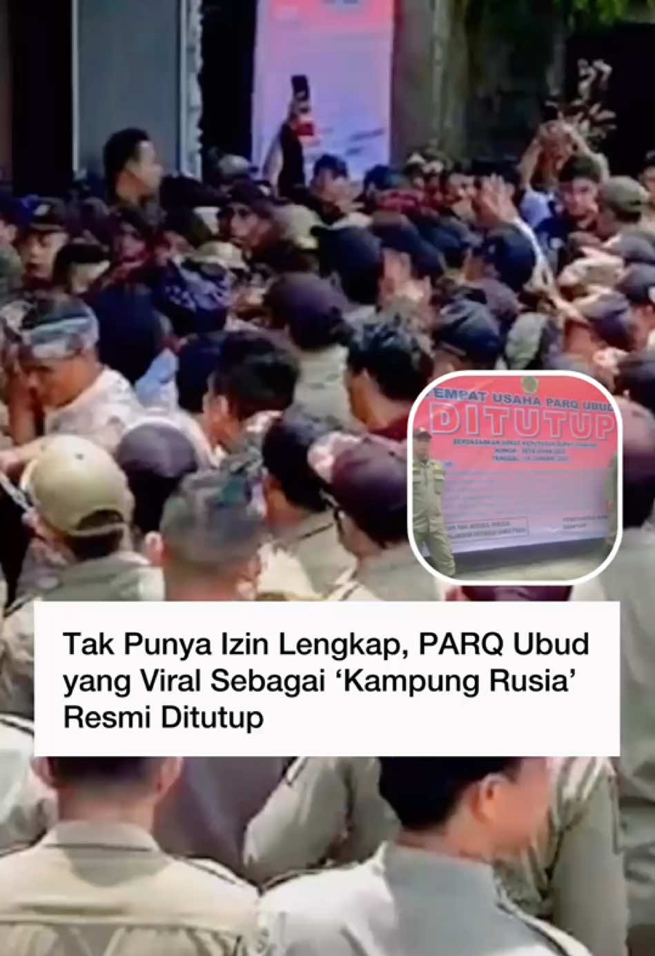 Pemkab Gianyar akhirnya mengambil langkah tegas dengan menutup permanen PARQ Ubud, yang dikenal sebagai ‘Kampung Rusia’ di Bali, pada Senin, 20 Januari 2025. Penutupan ini dilakukan karena PARQ Ubud tidak memiliki izin-izin penting seperti Persetujuan Bangunan Gedung (PBG) dan Sertifikat Laik Fungsi (SLF). Keputusan ini tidak lepas dari kontroversi yang sudah berlangsung sejak November 2024, ketika Pemkab Gianyar sempat menutup sementara tempat ini. Sayangnya, hingga awal 2025, pihak pengelola belum juga memenuhi persyaratan yang ditetapkan. Proses penutupan ini sempat memanas. Beberapa pihak yang diduga pengelola PARQ Ubud mencoba menghalangi petugas dengan adu argumen. Namun, tim gabungan dari Pemkab Gianyar tetap melaksanakan tugas mereka dengan pengamanan ketat. Gimana menurut kalian?