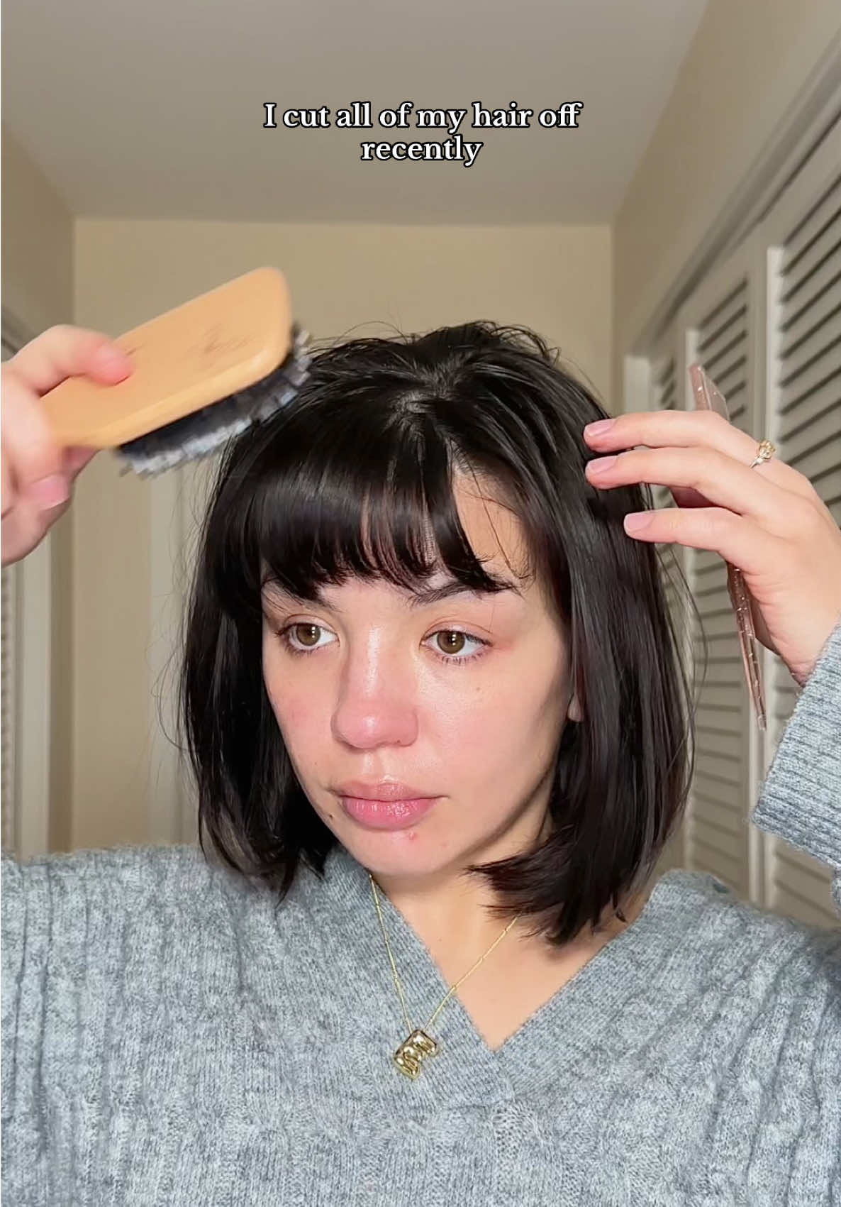 idk how I feel rn #hairtok #hairtransformation #haircut #diyhaircut #frenchbob #healthyhair #shorthair #bobhairstyle #halfuphalfdown #halfuphalfdownhairstyle #hairinspo #hairtutorial #fyp @Dae Hair 