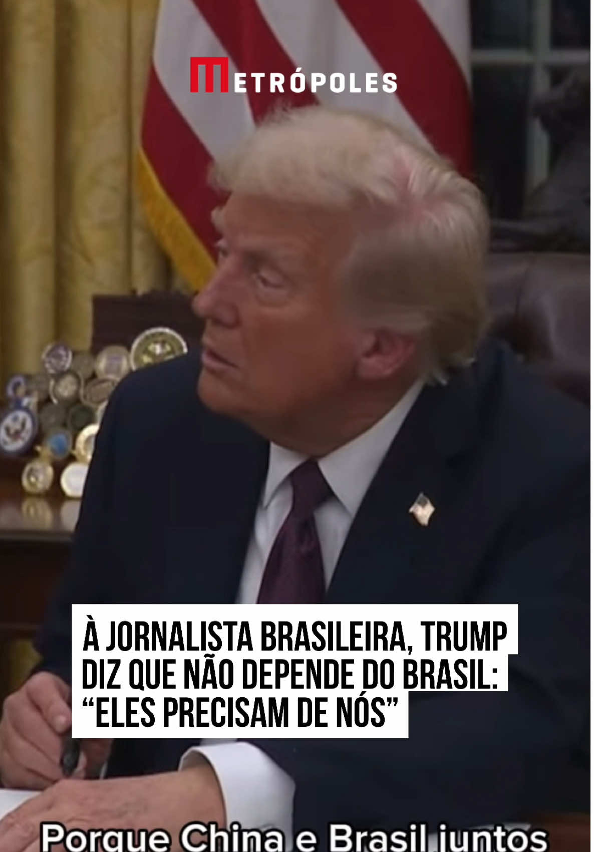 Durante a assinatura de #decretos em evento da #posse presidencial nos Estados Unidos, Donald #Trump disse, em resposta à jornalista brasileira Raquel Krähenbühl, que o #Brasil e a #AméricaLatina precisam mais dos #EUA, e que os EUA não dependem deles.  Ele reafirmou que espera que a relação com o Brasil e com a América Latina seja ótima: “Ótima, deve ser ótima. Eles precisam de nós muito mais do que precisamos deles. Não precisamos deles, eles precisam de nós. Todos precisam de nós”, disse o mandatário americano.  Anteriormente, a jornalista mencionou que o Brasil e a #China têm proposta conjunta para promover uma conversa entre a Ucrânia e a Rússia. “Isso é bom, estou pronto!”, responde Trump. Em seguida, é questionado sobre quando irá conversar com o presidente Lula. “Como o Brasil foi envolvido? Isso é novo”, rebate Trump.  Mais cedo, o presidente Luiz Inácio #Lula da Silva (PT) afirmou que torce por uma “gestão profícua” do presidente dos Estados Unidos, Donald Trump, em seu segundo mandato.  Em discurso na abertura da reunião ministerial, na manhã desta segunda, Lula minimizou o impacto da eleição de Trump sobre a democracia mundial e afirmou que o Brasil “não quer briga” com ninguém. #TikTokNotícias 📹 Live oficial da Casa Branca