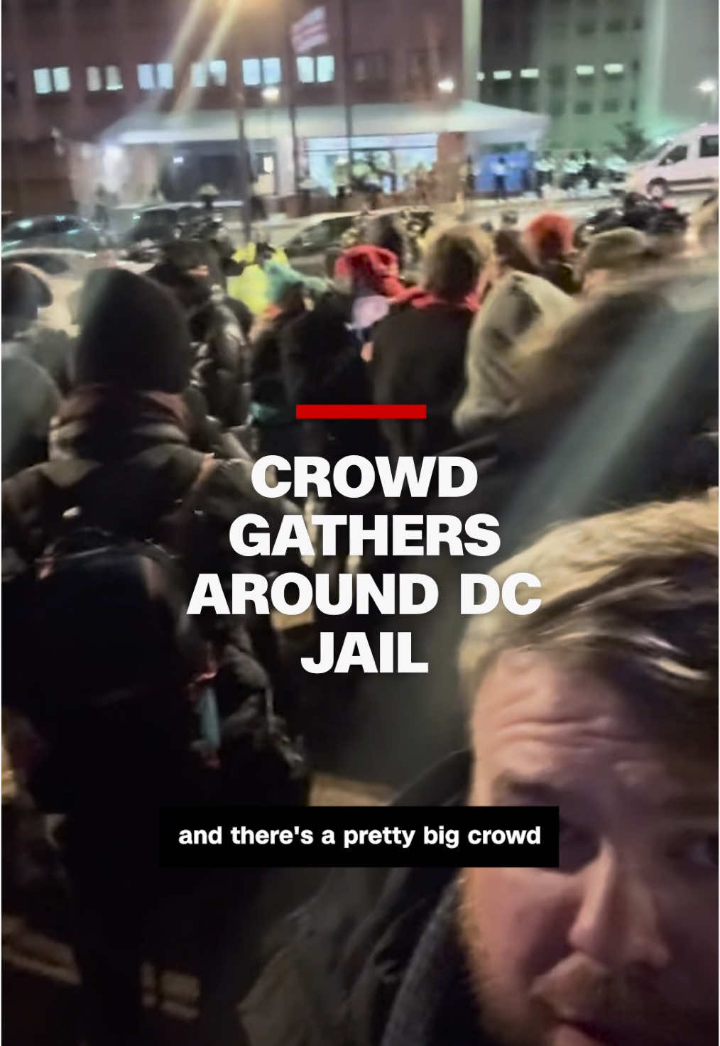 CNN's Donie O'Sullivan reports from outside the DC jail where a large crowd has formed awaiting the release of prisoners who were convicted of crimes during the January 6, 2021 attack on the Capitol.