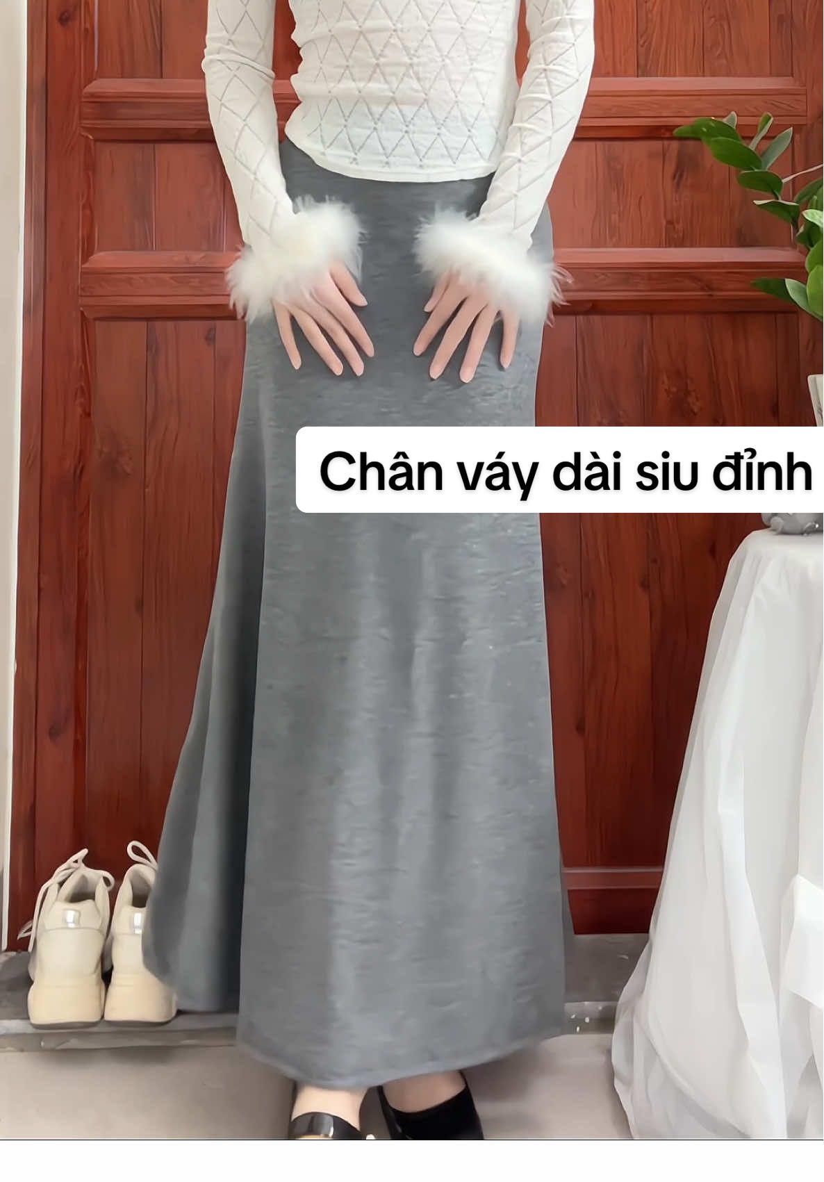 Chân váy dài nịnh dáng lắm#xuhuong #outfit 