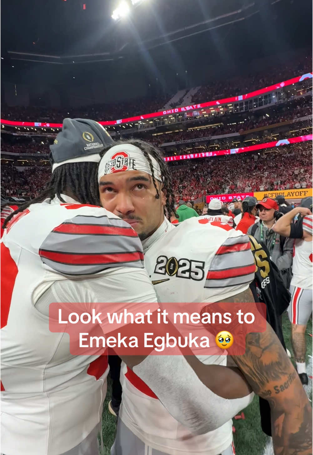 Emeka Egbuka will forever be known as a #nationalchampion ❤️ #cfbpostseason #ohiostate #wholesome