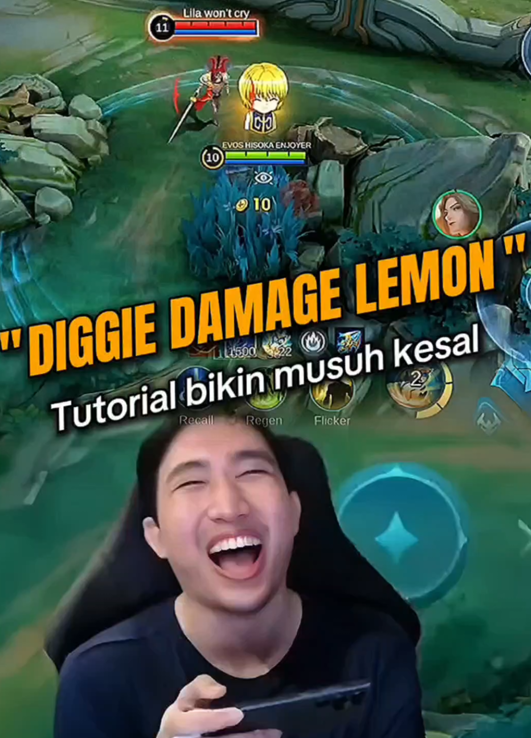 Trap DIGGIE Damage❗ Ketawa LEMON puas banget 🗿 #MLBB #MobileLegendsBangBang #mlbbarhanemote #diggie #rrqlemon 