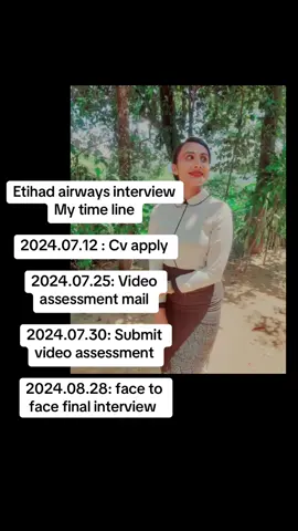 Etihad airways interview my time line #etihadairwaysvideoassessment #cabincrew #etihadairway #Etihad #UAE #tiktok 