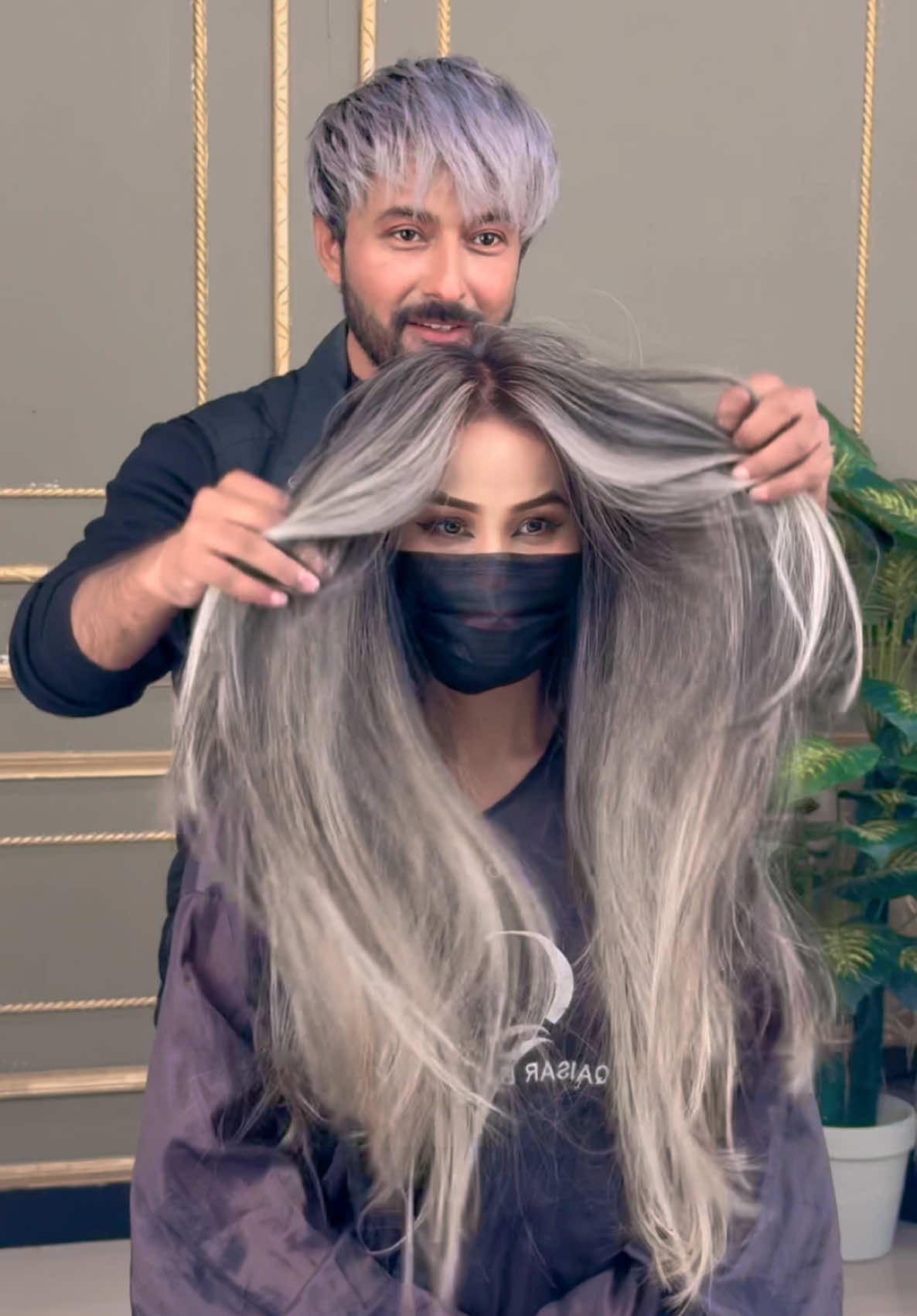 Best hair transformation Qaisar baloch salon Islamabad #hair #viral #tiktok #viralvideo #viraltiktok #foryou #trending #trend #cute #hairstyle #hairtransformation #silverhair #video #smile #haircolor 