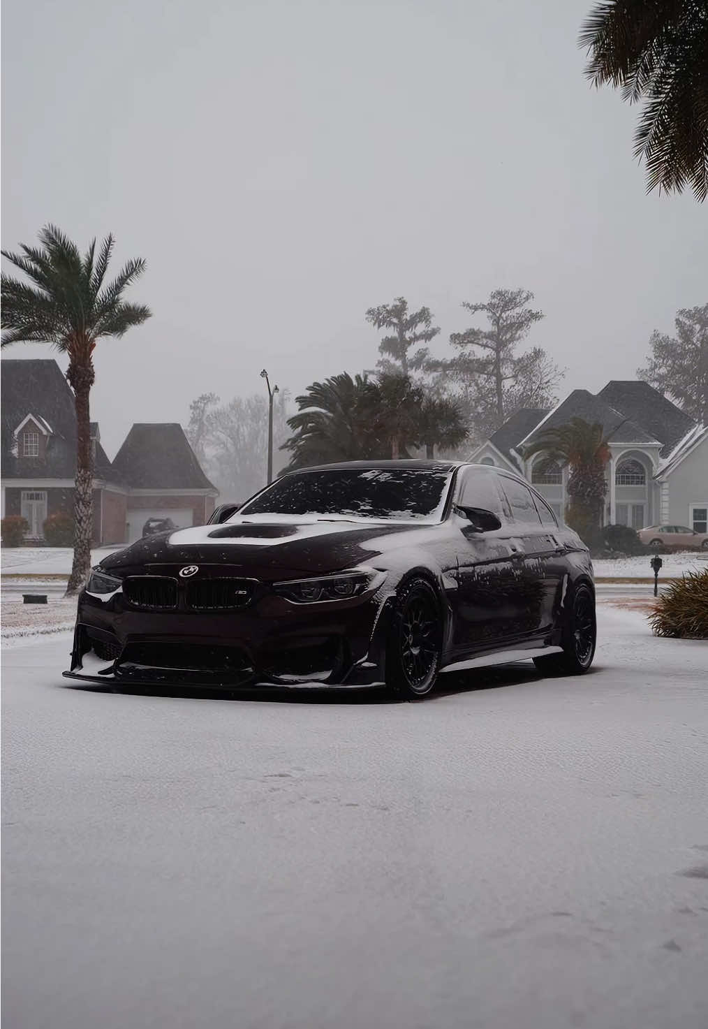 This doesn’t feel real!! Snow in south Louisiana is RARE!! ❄️ #snow #fyp #bmw #f80 #car #f80m3 #bmwm3 #f80nation #fypシ #cars #neworleans #lousiana #snowday 