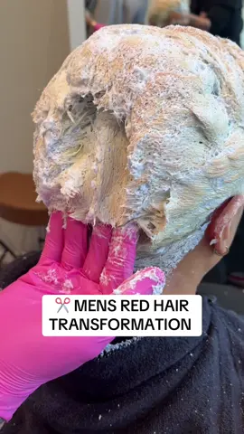 MEN’S RED HAIR TRANSFORMATION ❤️ Did we slay the house down boots on this sangria red hair color and mens barber fade ? #bleaching #menshair #fyp #redhair #hairtutorial #barbertok 