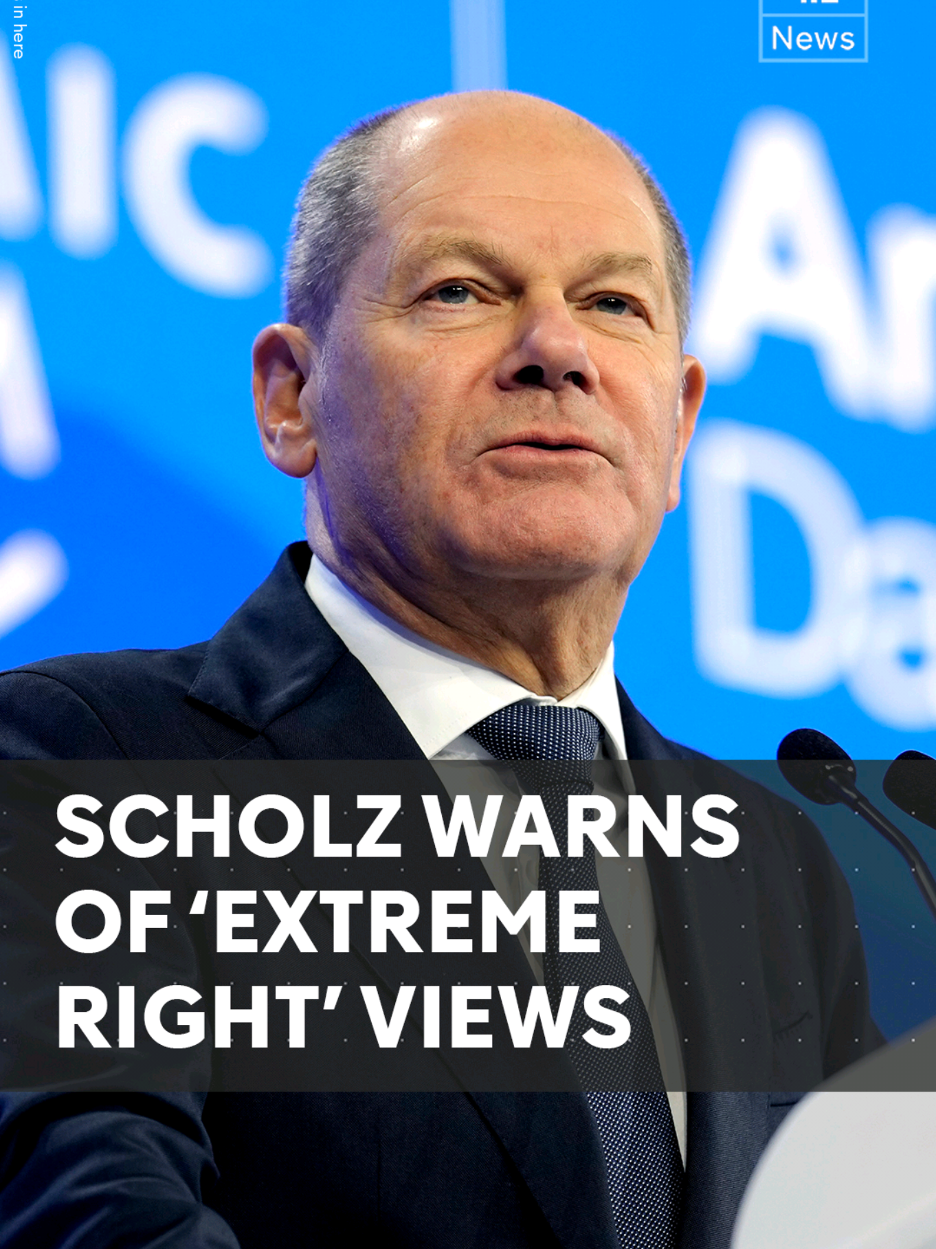 German Chancellor Olaf Scholz champions freedom of speech but warns against 'extreme right' views. #Davos #WEF25 #Germany #Europe #Musk #USA 