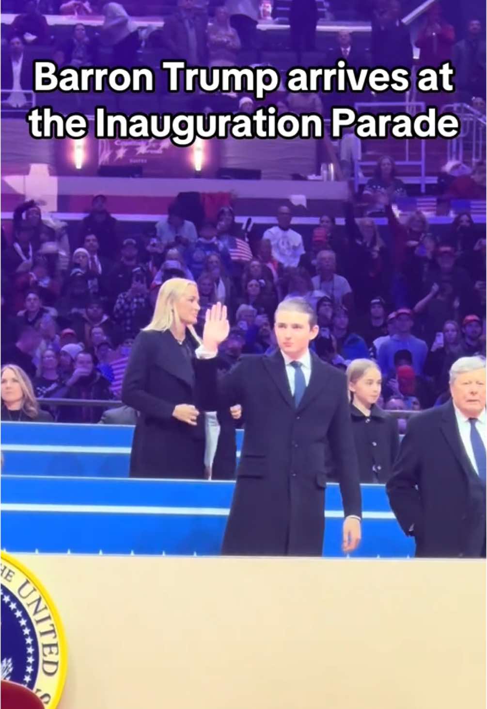 Barron Trump arrives at the Inauguration Parade in Capital One Arena! Watch the massive ovation he gets! 