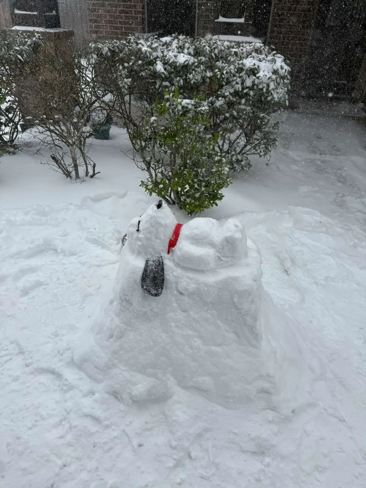 Snoopy snowman #houstontx #houstonsnowday #snowstorm2025 