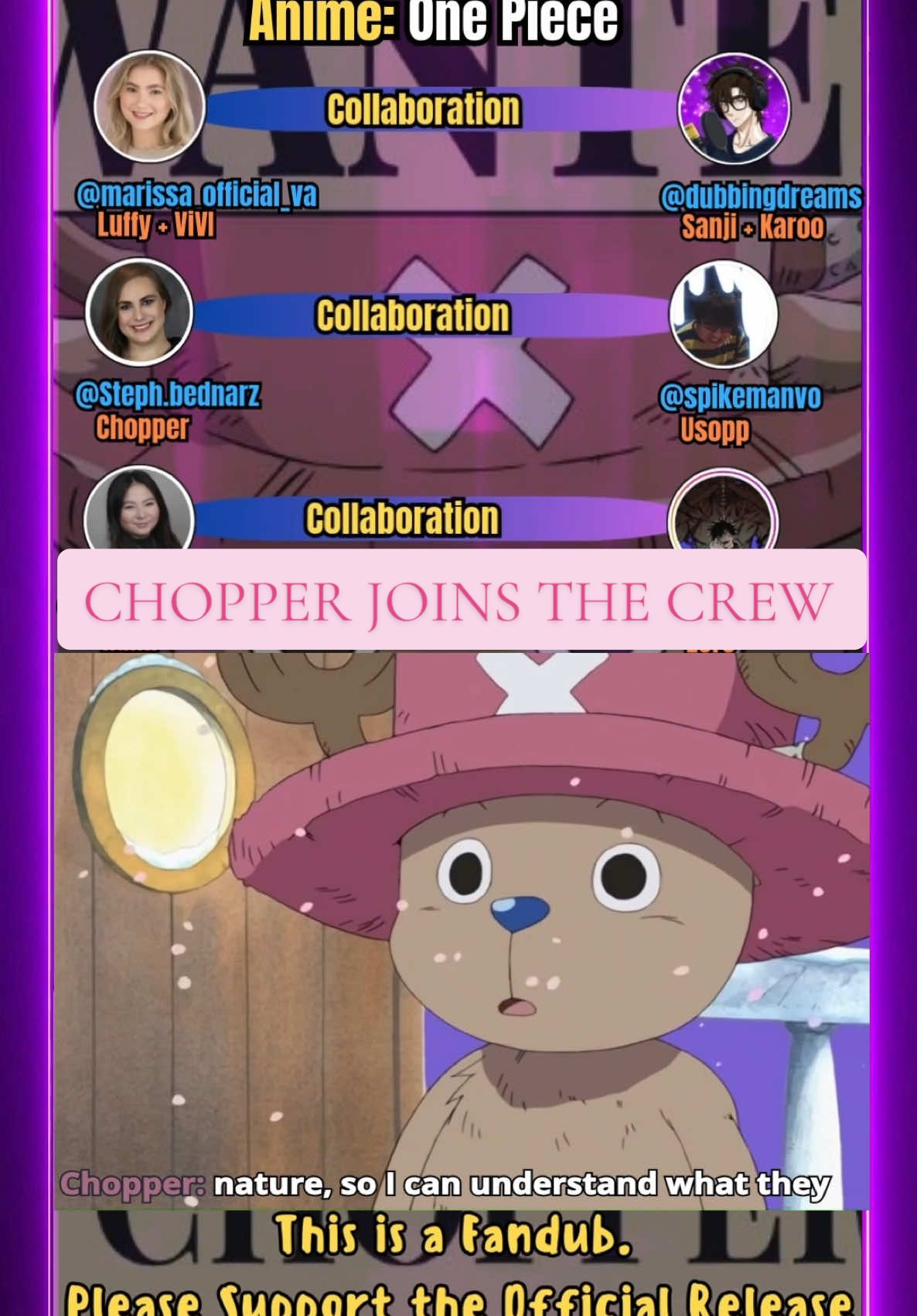 #OnePieceAnime #fandubs #onepiecefan #OnePieceAnime #animedubs #Nami #Luffy #Usopp #chopperonepiece #chopperjoinsthecrew #Robin #Zoro #Sanji #manganime #animeedits #anime #voiceover #voiceactor #funimation #Englishdub #voiceoverreels #voiceoverfun