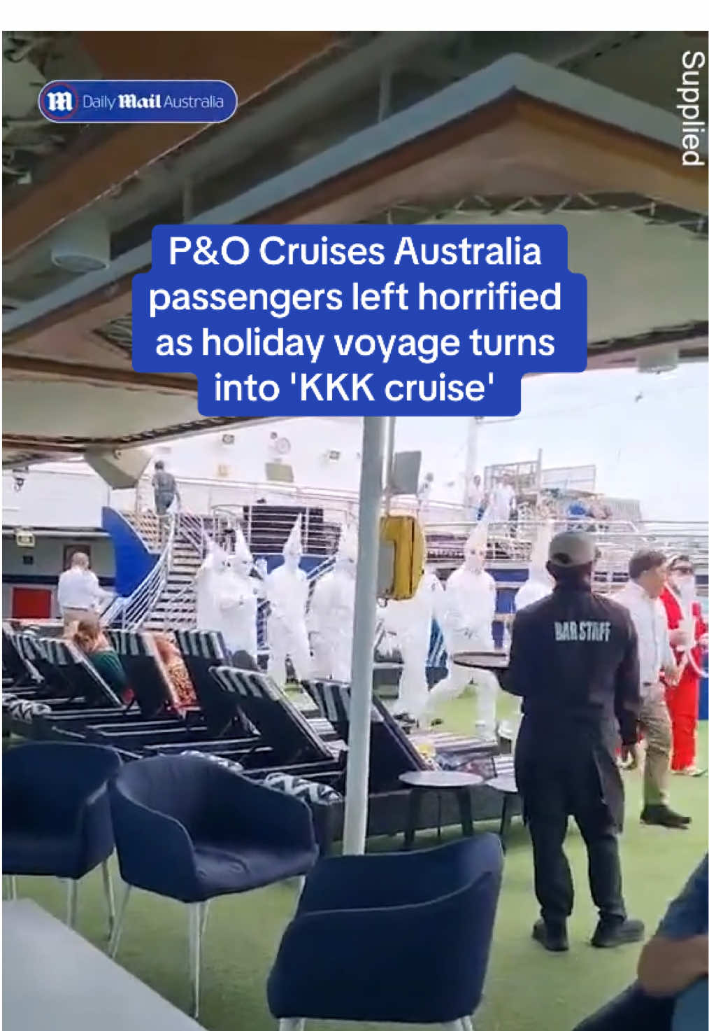 P&O Cruise passengers were horrified when ship crew appeared to dress up as KKK members during a Christmas-themed event. According to the cruise liner, the ugly incident during the voyage was a staff fun day gone wrong. A spokesperson claimed the crew were dressed as 'upside-down snow cones' #cruises #crusie #holiday #travel #pocruises #shocking #fyp #dailymail 