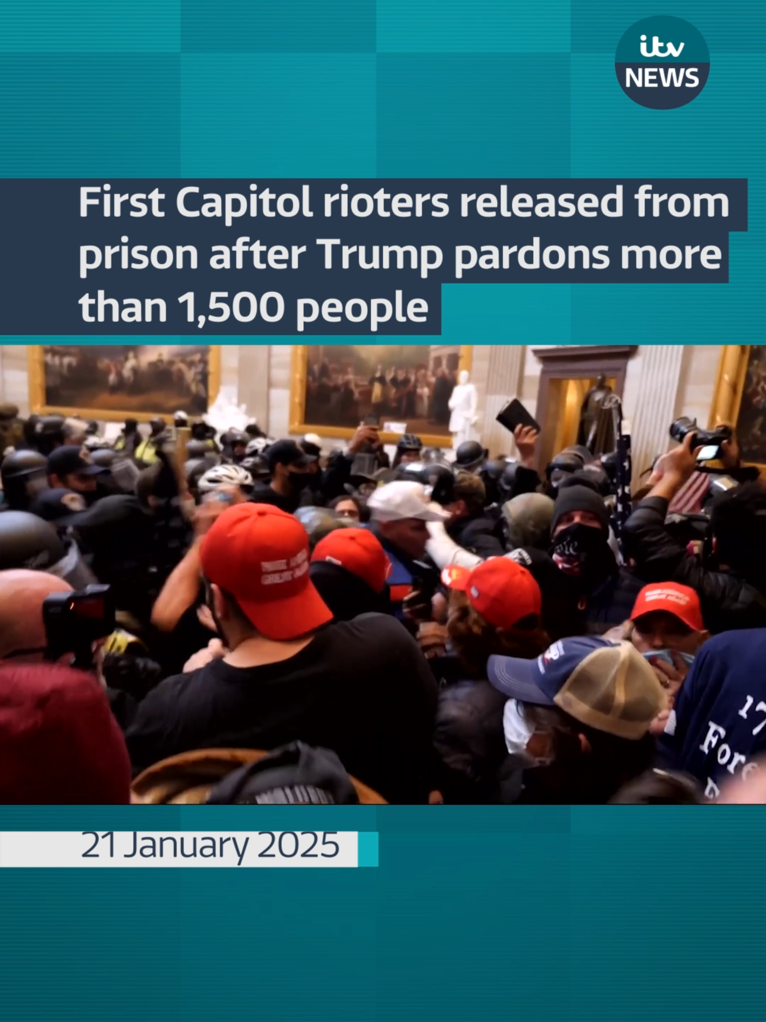 The first people convicted for their involvement in the US Capitol riots on January 6, 2021, have been released from prison. #itvnews #capitolriots #donaldtrump