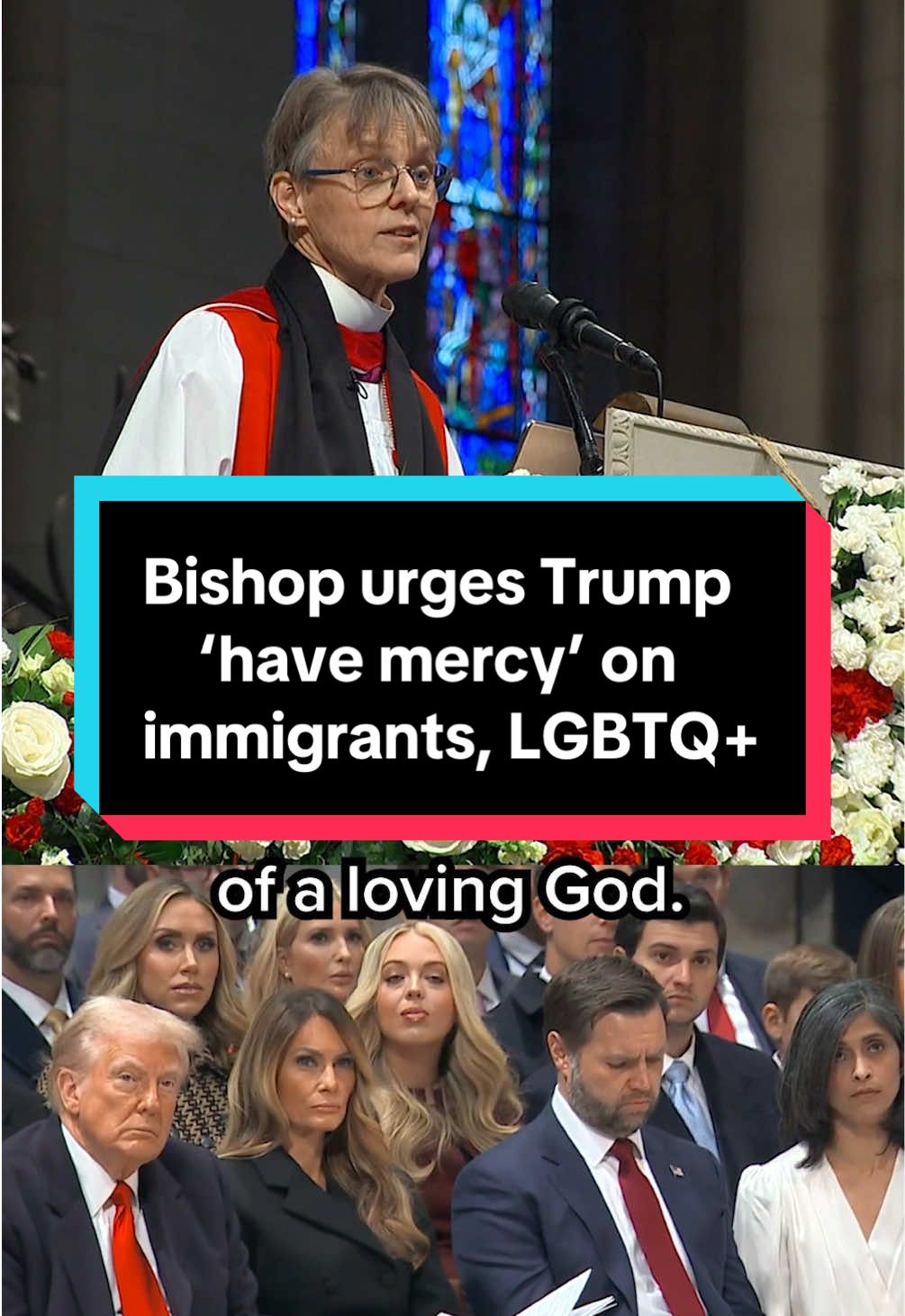 The bishop leading the inaugural prayer service on Tuesday urged President Donald Trump to 