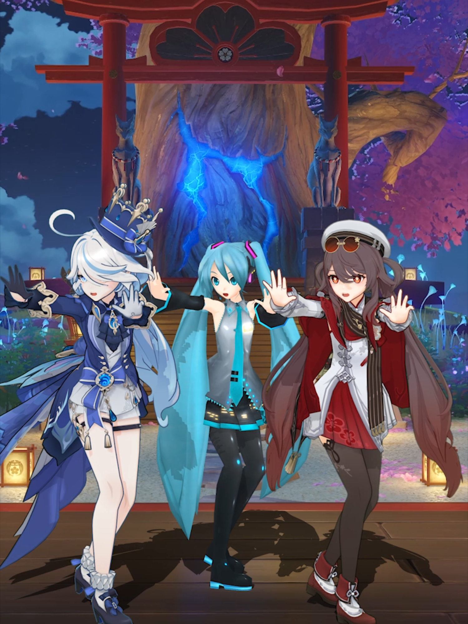 Furina, Hu Tao & Miku - MIKU MIKU BEAM emote Genshin Impact MMD #FURINA #furinagenshinimpact #HUTAO #hutaogenshinimpact #GENSHIN #miku #fortnite