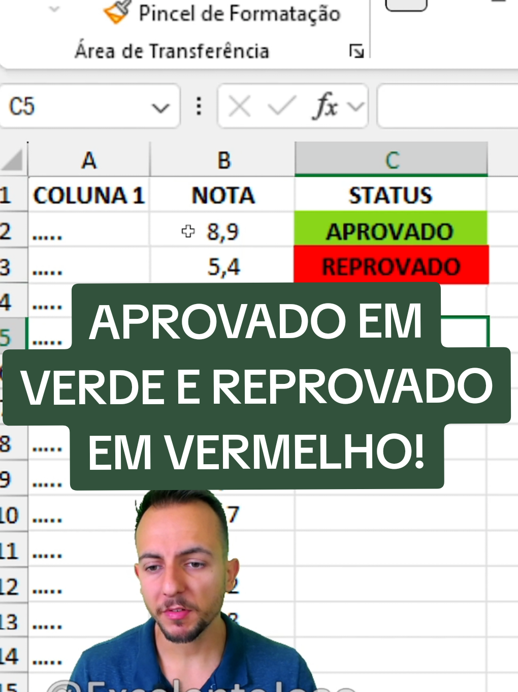 Seu trabalho está VERDE ou VERMELHO?   Descubra como a formatação condicional pode transformar suas planilhas em um verdadeiro semáforo do sucesso!  Neste reel, vamos aprender como deixar suas notas, projetos e muito mais com uma cara totalmente nova!   #excel #formatacaocondicional #dicadodia #produtividade #estudante