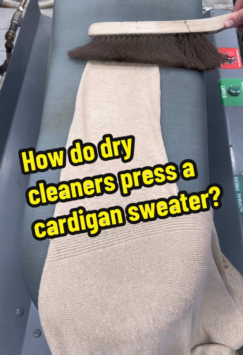 How do dry cleaners press a cardigan sweater? #howto #sweater #drycleaning #interesting #satisfying 