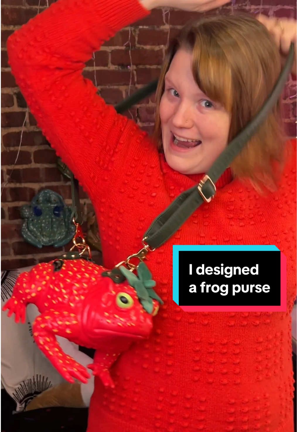 I’ve never made a purse before 🐸🍓 … or helped design one! Working with @windywillow.store has been such a great experience & I can’t wait for you guys to have your own. What would you name YOUR strawberry toad? ♥️ #frogcore #frogsculpture #fruitart #strawberryfrog #frogbag #uniquepurses #strawberryseason #strawberryaesthetic #frogparty 