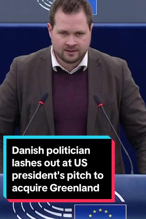 Danish politician Anders Vistisen didn't mince words while speaking in Strasbourg's European parliament on Tuesday about U.S. President Donald Trump's comments regarding taking over Greenland. Vistisen, a member of the right-wing Patriots for Europe group, said the country is not for sale and used profane language in his speech against Trump's expressed interest in making Greenland, an autonomous territory of Denmark, a part of the U.S. #Greenland #donaldtrump #Denmark #Europeanparliament