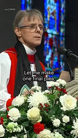 Bishop Mariann Edgar Budde delivered a heartfelt plea to President #Trump during a National Prayer Service at Washington's National Cathedral. She urged him to be mindful of the fears and concerns of those who might be impacted by his policies while serving in the White House. Take a moment to listen to her powerful words.