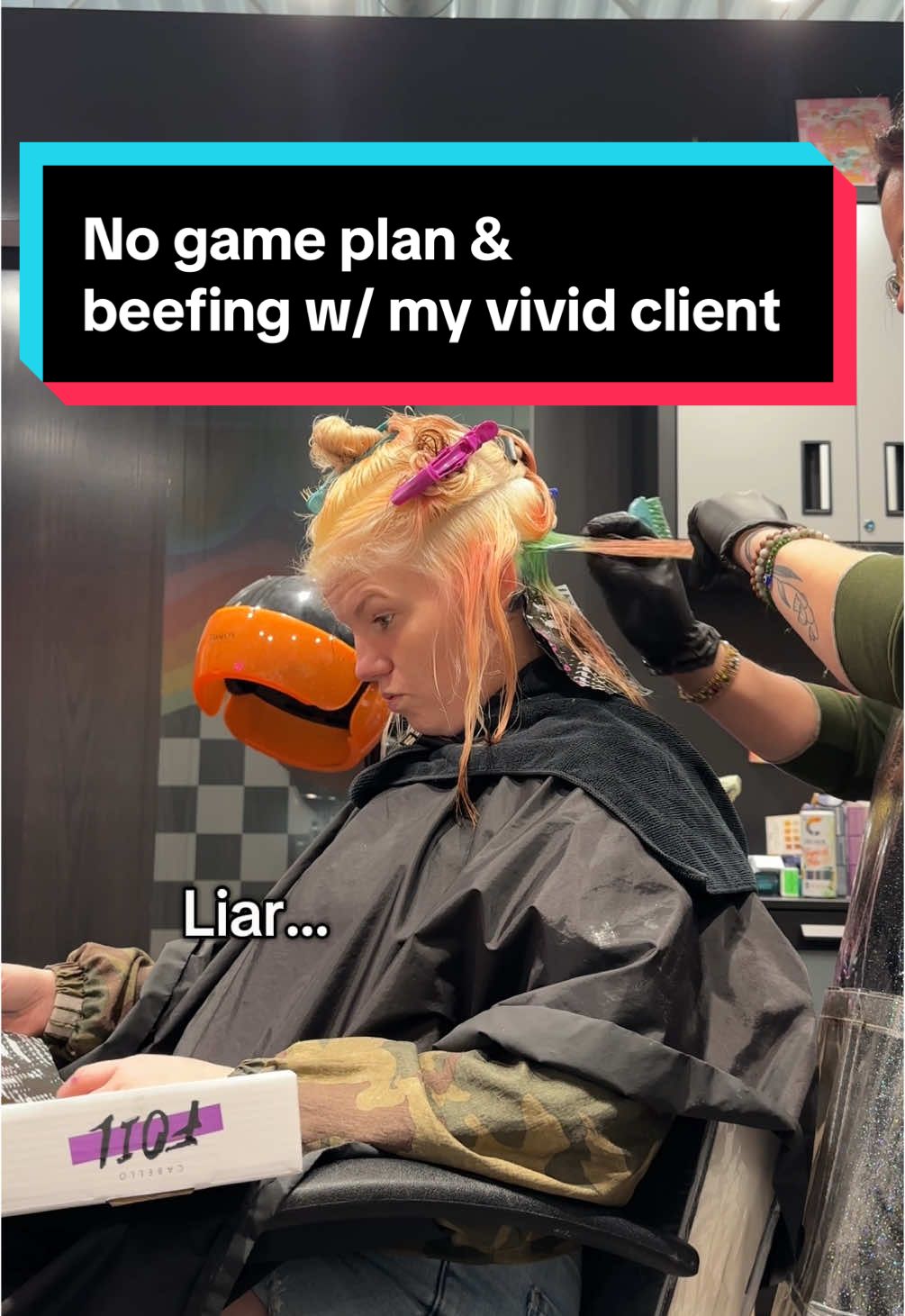 My client is literally so rude even though I do her hair for free 😤🤣 #actuallymygf #hairtok #hair #hairstylist #ohiohairstylist #badclient #vividhair #mean #iloveher #roast #painting 