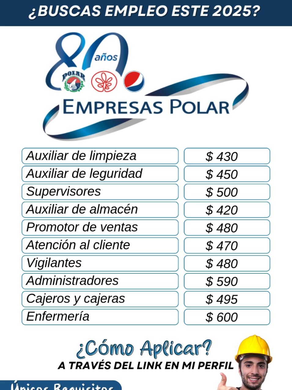 🚨 ¡gran oportunidad en empresas polar! 🇻🇪   🔹 buscamos personas mayores de edad para unirse a nuestro equipo.   🔹 ofrecemos excelentes pagos y beneficios.   🔗 envía tu cv ahora a través de la web en mi perfil o comenta 