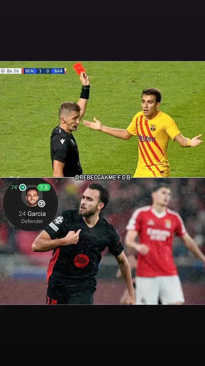 💪🏽🔥La vie vous donne toujours une seconde chance vraiment 👏🏽❤️ Il y a presque 4 ans, Eric Garcia était expulsé à Lisbonne en phase de groupes de la Ligue Des Champions face à cette même équipe de Benfica le Barça avait perdu 3-0 et renversé en Europa League. 😔 Aujourd’hui, c’est Eric Garcia qui marque le but de l’égalisation a 4-4 sur une superbe passe de Pedri avant que Raphinha ne termine le travaille en marquant le 5e but pour la victoire finale du Barça 😍 #FCBarcelone #Erica #haïtientiktok🇭🇹🇭🇹🇭🇹🇭🇹😍😍😍😍 #SelectaNiky 