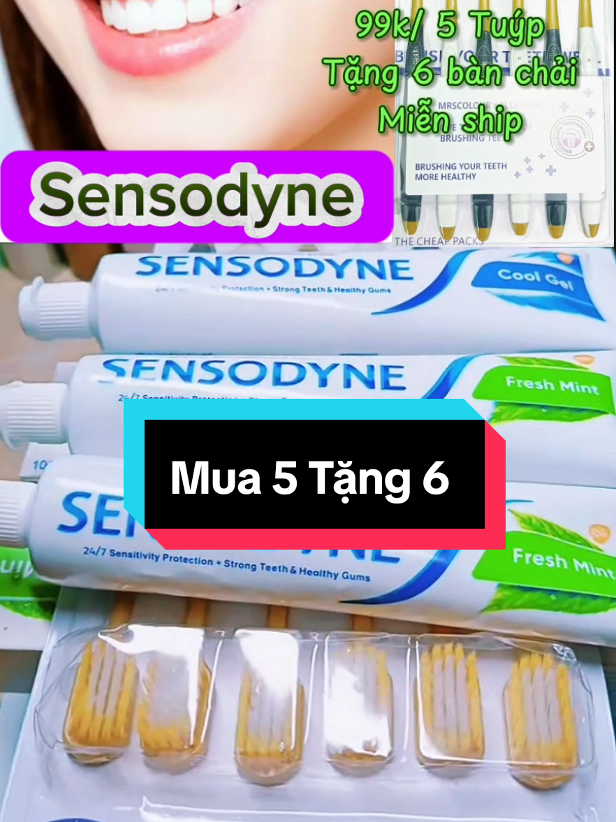 Kem đánh răng Sensodyne. 99k/ 5 Tuýp Tặng 6 bàn chải. Miễn ship #kemdanhrang #kemtrangrang #kemdanhrangsensodyne #xuhuong #sensodyne  #muataitiktok #trangrang  #thuhagiadung68 