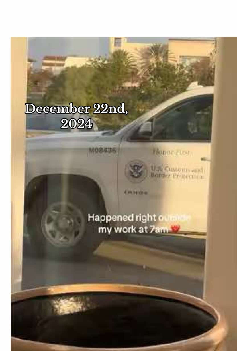 This video was in my drafts and because tiktok might be banned again I thought I should post. border patrol came out of nowhere to the shopping center and started following the driver in the black truck before pulling the driver over. The two women were taken away in a bigger cbp van and had all their belongings stashed in a red bag.  Date: December 22, 2024 #sandiego  #borderpatrol #chulavista #immigrationnews #california #lamigra 