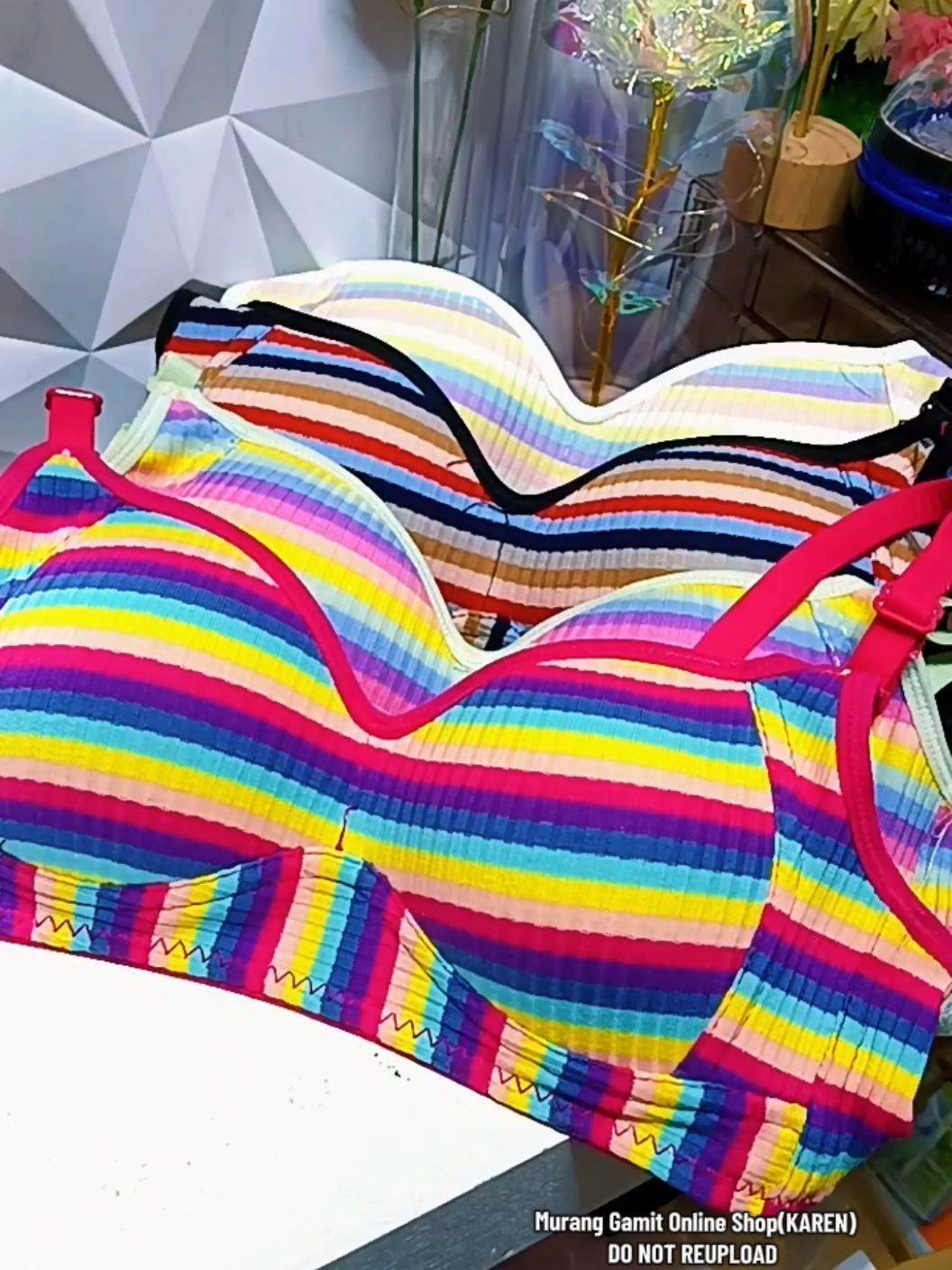 Perfect to pang Beach super ganda ng quality ng Rainbow Stripes Bra nato for only ₱100 pesos lang❤️ #bra #nonwirepushupseamless #nonwirebraseamless #seamlessbra #rainbowstripesbraforwomen #affordable #underwear 