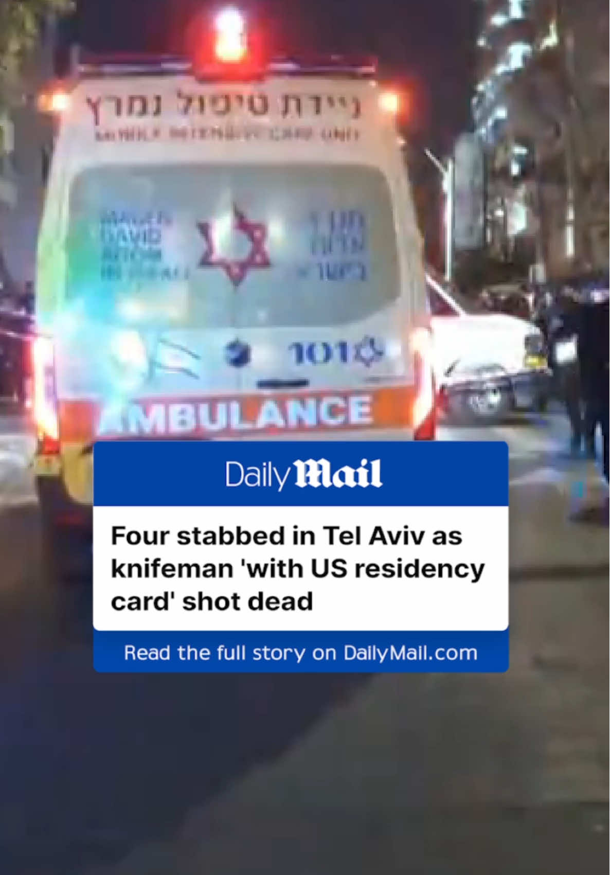 Four people have been wounded in a 'terror' attack in Tel Aviv which left the attacker dead, Israeli emergency services said. Cops said an initial investigation 'revealed that a terrorist armed with a knife stabbed three civilians on Nahalat Binyamin Street and one civilian on Gruzenberg Street'. The victims included two men aged 24 and a 59-year-old man including one in 'a serious condition with a knife wound to the neck' who was taken into surgery. The attacker was shot dead at the scene by an armed civilian. According to media reports, the attacker was a Moroccan national with a US greencard. They named him as Abdelaziz Kaddi, 29. Kaddi, who held a US permanent resident card, had entered Israel on January 18 with a tourist visa, Israeli officials said. The attack comes just days after Israel and Hamas reached a Gaza ceasefire as well as the agreed trade of hostages and prisoners.   Read more at DailyMail.com  #attack #telaviv #breakingnews #emergency #cops #hospital 