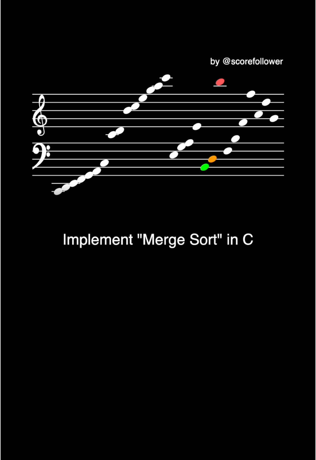 Merge Sort implemented in C #sortingalgorithms #sheetmusic 