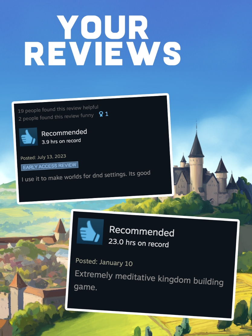 Some of your steam reviews ♥️🙏 Thank you so much for your support 🥳 #GamingOnTikTok #WhatToPlay #indiegame #buildinggame 
