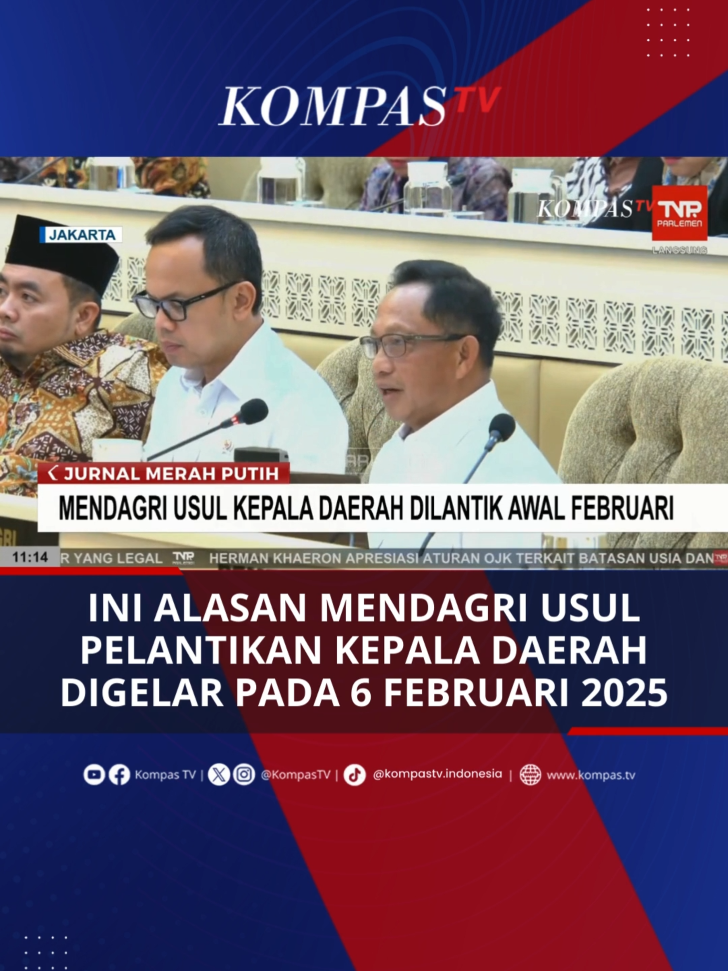 Menteri Dalam Negeri, Tito Karnavian mengusulkan opsi gubernur dan wakil gubernur terpilih, tanpa sengketa Mahkamah Konstitusi agar dilantik pada (6/2/2025) mendatang. Dalam rapat bersama Komisi Pemilihan Umum, Badan Pengawas Pemilu dan Komisi II DPR di Gedung Parlemen siang tadi, Tito menyampaikan sejumlah usulan terkait pelantikan kepala daerah tanpa sengketa pilkada di Mahkamah Konstitusi. Tito bilang, pelantikan kepala daerah dapat dilakukan segera tanpa harus menunggu putusan sengketa pilkada di MK rampung. Setidaknya ada dua pertimbangan yang disampaikan Tito, yaitu untuk menjamin kepastian politik dan efektivitas pelaksanaan program strategis nasional serta program yang sesuai dengan visi misi kepala daerah definitif. Adapun, opsi kedua pelantikan gubernur dan wakil gubernur jatuh pada tanggal (17/4/2025). Simak selengkapnya video berikut ini, dan temukan juga berita terkini lainnya di www.kompas.tv  #TikTokBerita