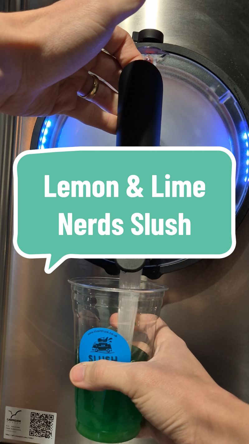 Lemon & Lime Slush with Nerds topping and Lime Edible Straw 💚 #Slush #Slushy #slushie #slurpee #SmallBusiness #fyp 