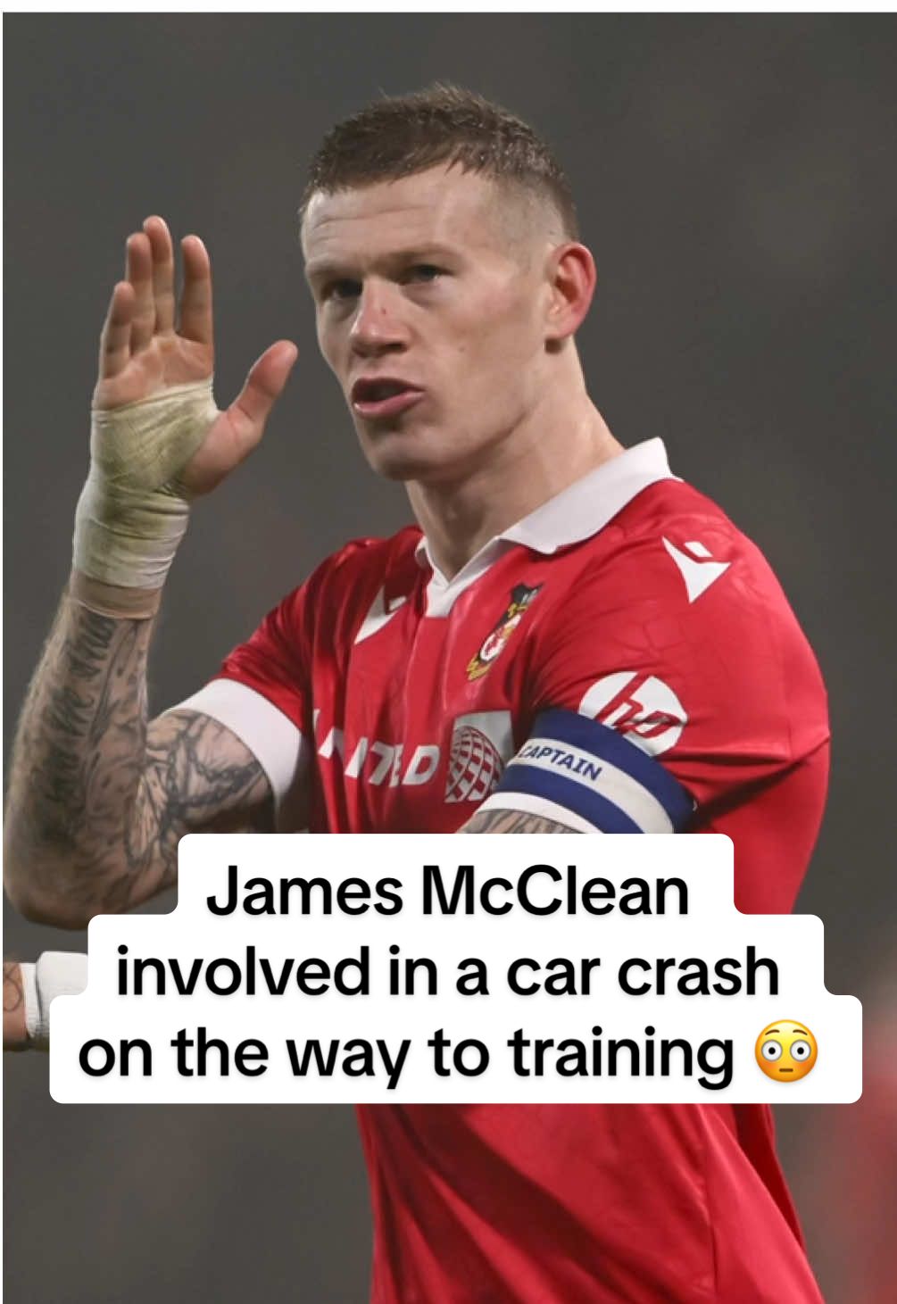 Wrexham footballer James McClean was left with cuts and bruises after crashing his Audi on the way to training on Wednesday morning 😳 #wrexham #football #sports 