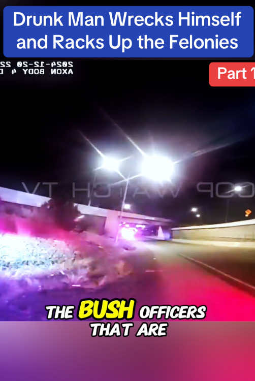 Drunk Man Wrecks Himself and Racks Up the Felonies#cops #police #arrested #lawenforment #jail #fypシ #usa 