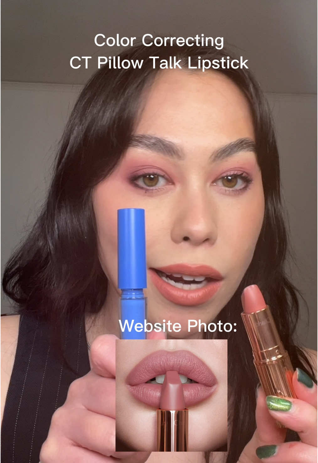 Undertones matter because they determine how a color will show up on you!! Who else got tricked into buying a lipstick that claimed to be universally flattering on every skin tone😭? The orange doesn’t look horrible, but it was not what I was expecting when I bought the shade. Here’s how to fix orange makeup, just use a blue pigment to cancel it out 💙🩵 I’m using the one from @e.l.f. Cosmetics  #colortheory #colorcorrecting #cooltonedmakeup #ctpillowtalk #pillowtalklipstick #pillowtalk #orangelipstick #makeuptips #bluecolorcorrector