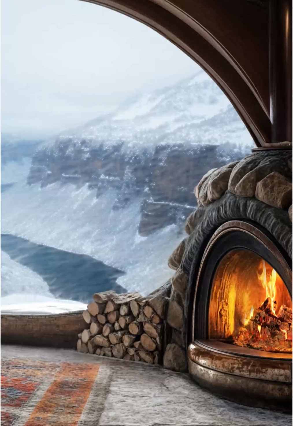 Blizzard and Relaxing fireplace in a Cozy Cave Cabin #relax #relaxing #relaxation #cozyvibes #winter #ambience #cozy #peaceful #snow #fireplace #snowstorm #cozycabin #healing #sleepaid #blizzard #snowfall #cave #mountains #cabin 