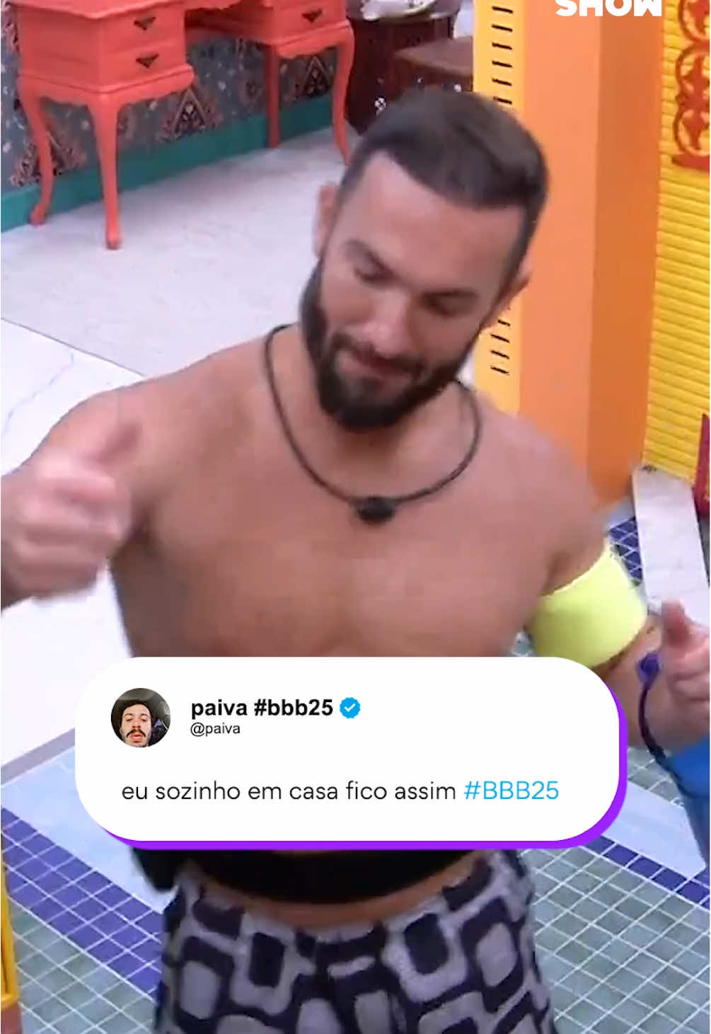 O Diego Hypolito acordou animado hoje na casa do #BBB25 😂 #RedeBBB #BBB Acompanhe o @Big Brother Brasil ao vivo pelo @Globoplay! 