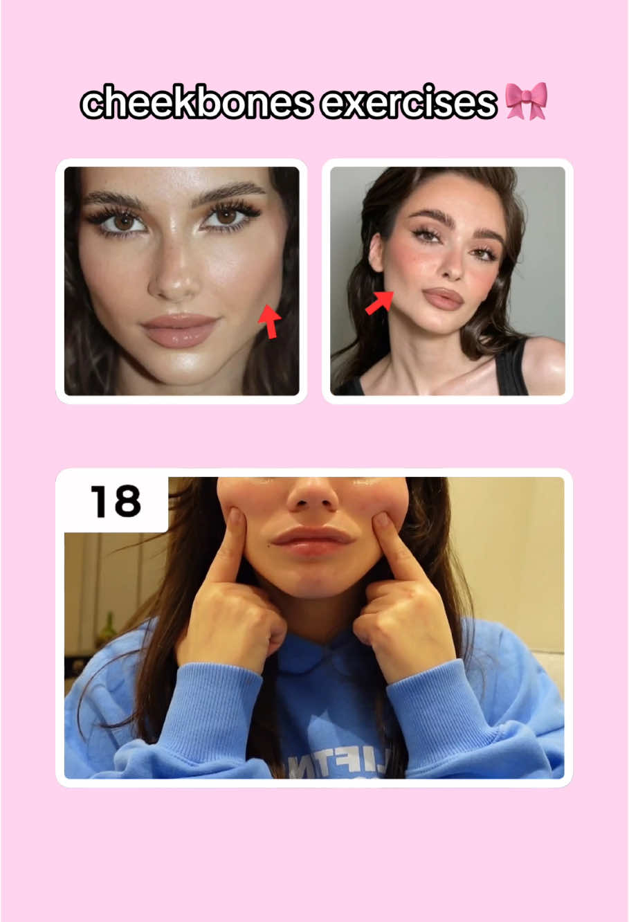 cheekbones exercises 🎀 #exercise #GlowUp #viral #foryoupagе #workout #tutorial #girltips #fürdich #fy #fyp #foryou #furdich #cheekbones #cheekbonebeauty #jawline