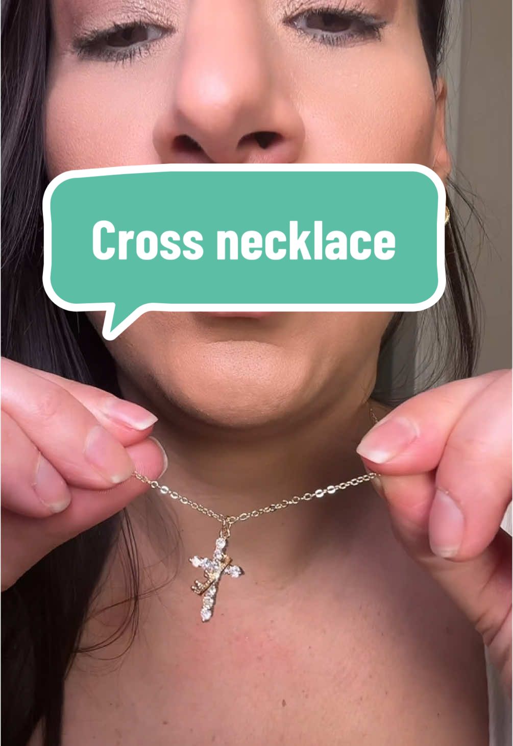 Beautiful gold cross necklace with crown. #crossnecklace #goldnecklace #diamondcross #necklaces #tiktokshopnewarrivals #tiktokshopnewyearnewaura 