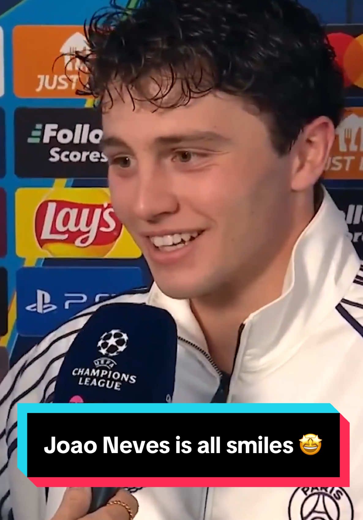 “It was a crazy match to watch”   “In the field it was even crazier!” 😅  Joao Neves was all smiles after scoring in a 4-2 victory over Man City 🤩