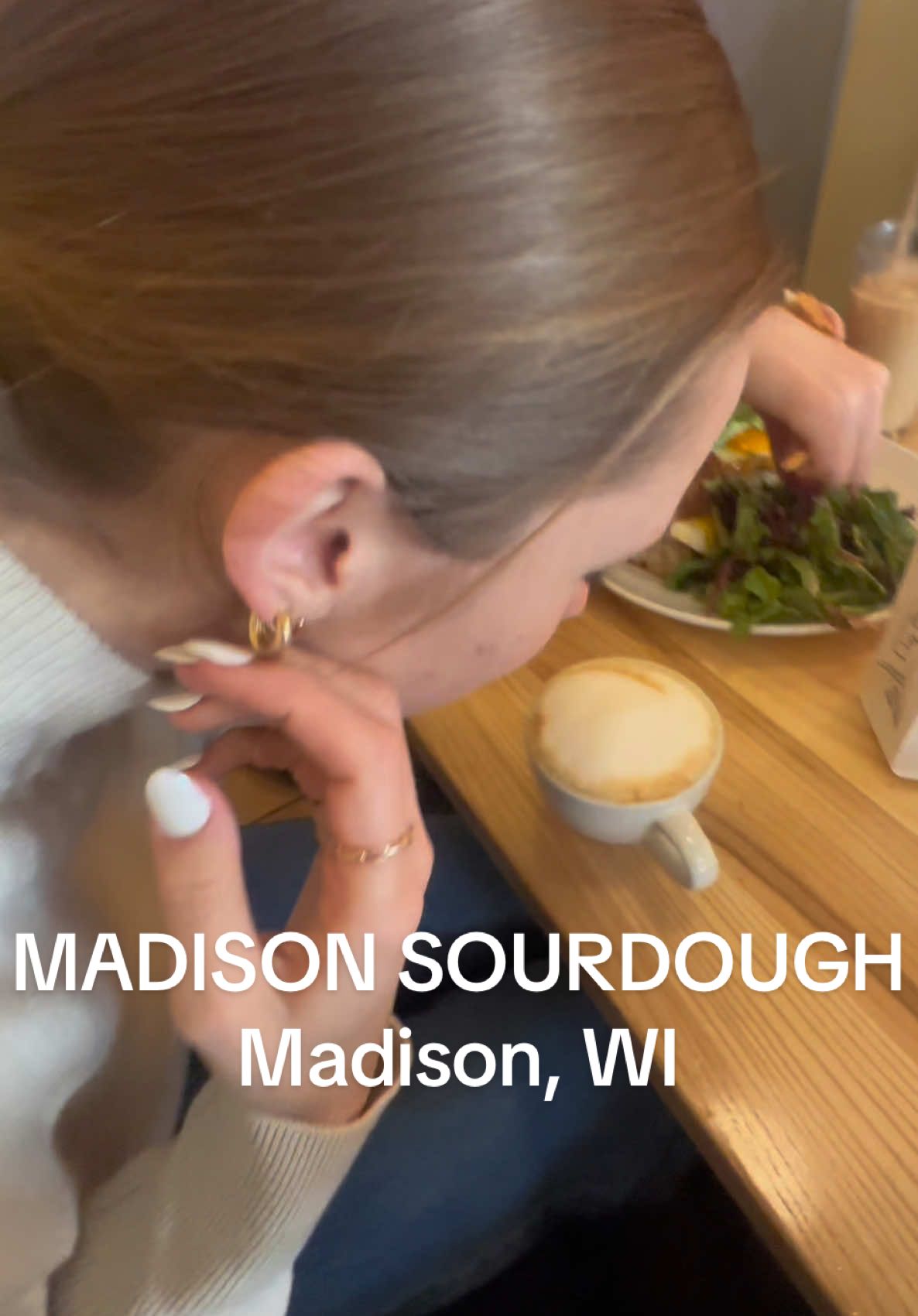 WE LOVE YOU #madisonsourdough !! i think this has to be my favorite brunch spot in all of madison. it’s cozy, has amazing food like the roasted veggie gallette and unique coffee flavors like rosemary white chocolate. loved it!! 🫶🫶 #fyp #latte #coffeetiktok #coffee #brunch #wisconsin #madison #sunday @Megan @zaira @🧃 