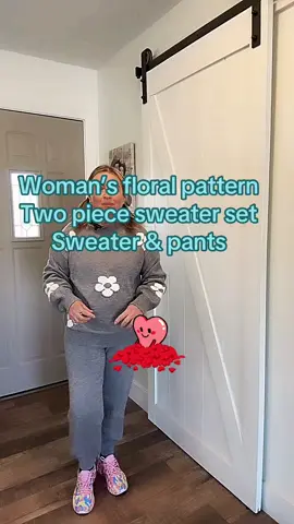 Sold by Hiying. Women’s floral sweater and pant two piece set. Free shipping! #womenssweaters #womensclothing #winterwear #sweaterandpantset #womensoutfit #tiktokshop #fyp 