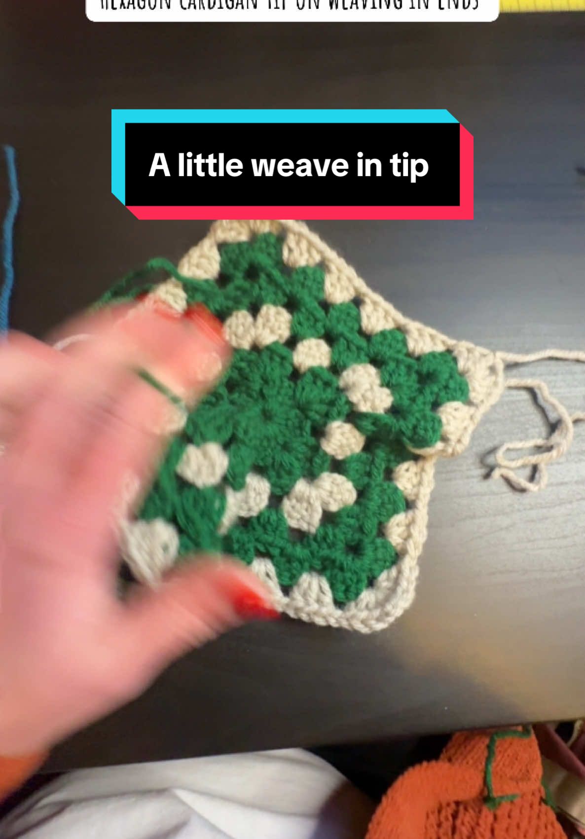 Here is a little tip on weaving in ends as you go! I do this on my granny squares and I never have had a issue. So I started doing it on my Harry Potter hexagon cardigan as well!  #creatorsearchinsights #crochet #crochettiktok #yarntok #crochetersoftiktok #yarntok #crochetersoftiktok #crochettutorial #crochettips #crochetbasics #beginnercrochet #crochethexagoncardigan #harrypotter #slytherin 