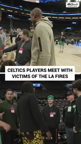 Celtics taking some time pregame to meet with victims of the LA fires 💚