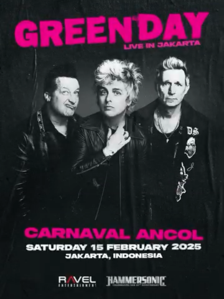 One of the world’s greatest bands, Green Day (@greenday) is coming to Indonesia! Don’t miss their legendary performance on February 15, 2025, at Carnaval Ancol, Jakarta. Tickets are still available only at www.greendayjkt.com —See you! Stay tuned and follow @konserfeeds for the latest news! #KonserFeeds #GreenDayJKT #RavelEntertainment #greenday