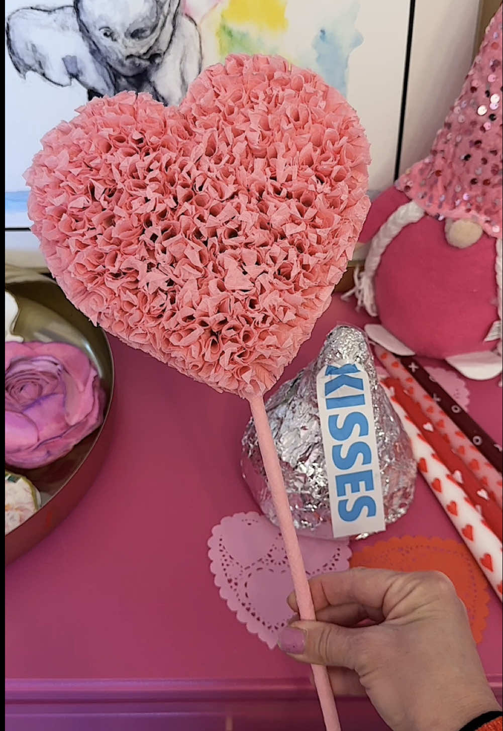 Easy DIY Valentine’s Day craft 💗 Add it to a small pot to make a topiary, or leave it as is and add it to your Valentine’s Day decor.  inspo: @Created by Andi  #easydiydecor #diyideas  #diycraft #valentinesdaydecor #valentinescrafts  #papercrafting #valentinecraft #valentinesdecorations 