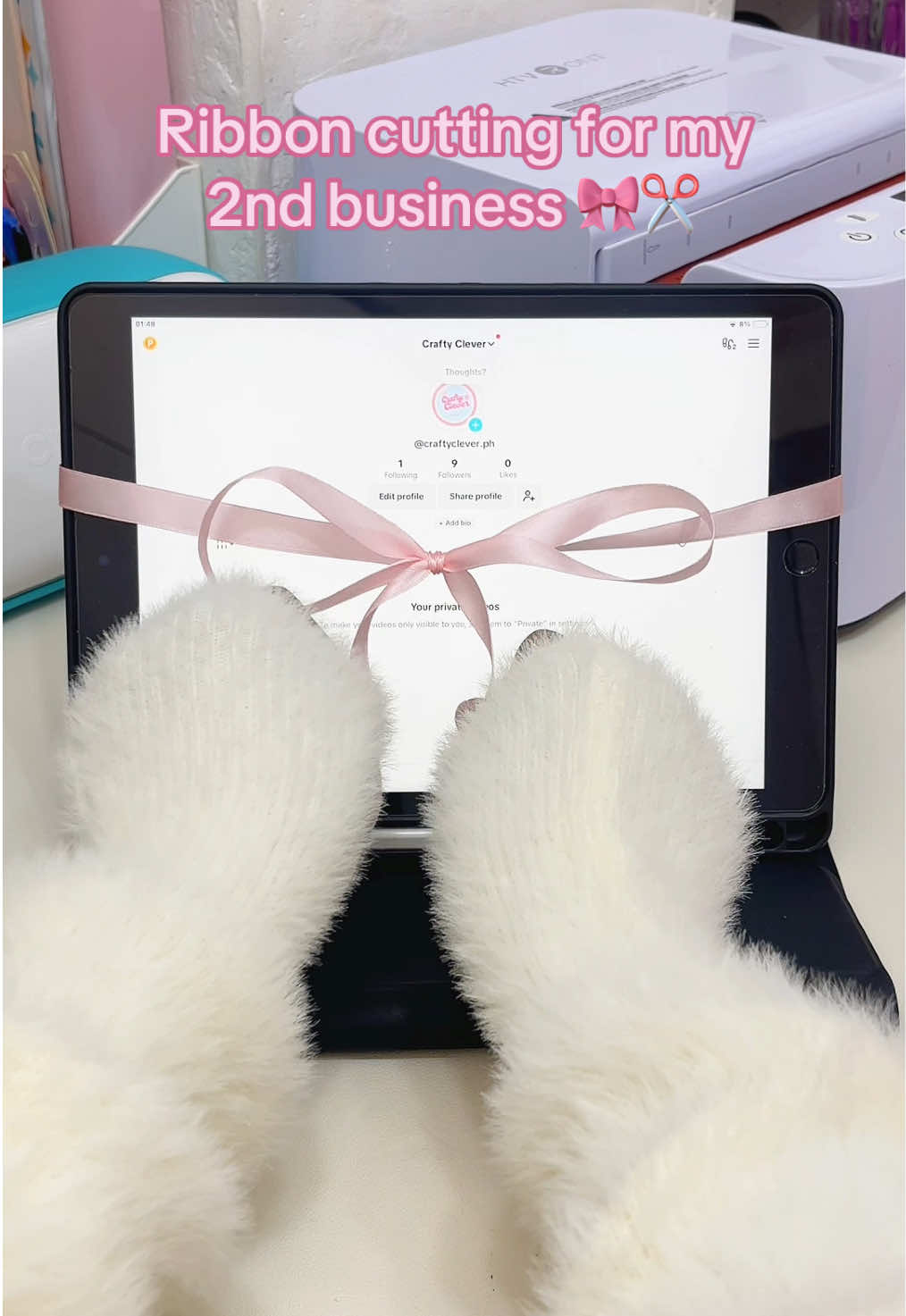 Cutting ribbon for my 2nd business 🥳☕️  FOLLOW @Crafty Clever GUYSS🥳✨ #fyp #craftyclever #SmallBusiness #businessowner #handycraft #vanillagirl #aesthetic #cleangirlaesthetic #girlythings 